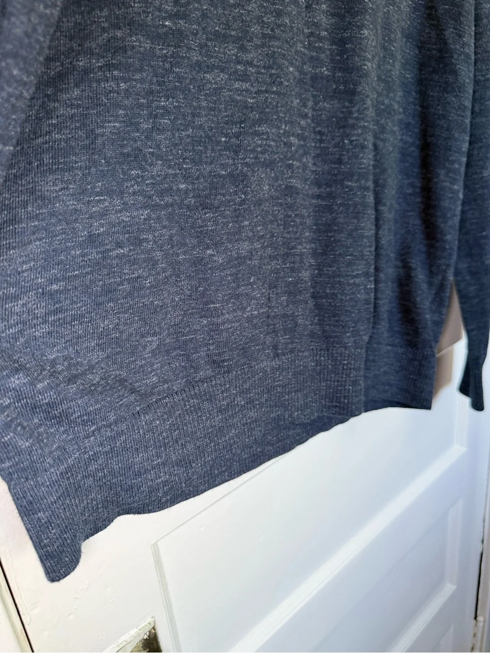 Banana Republic Blue Organic Cotton Cowl Neck Sweater Lightweight Knit Sz L Tall